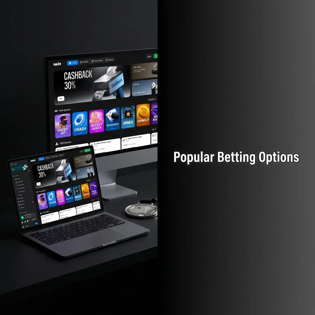 1win popular betting options including multi live, pre-match, and live betting across cricket, football, and kabaddi markets