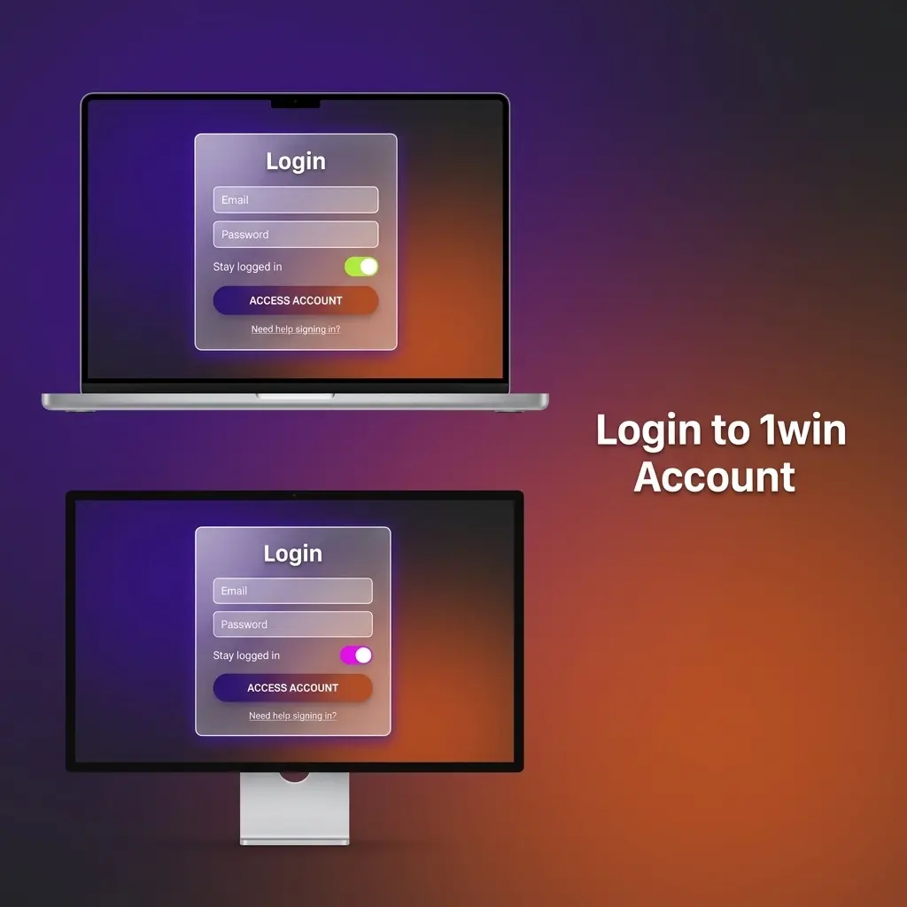 1win account login form showing email, password fields and two-factor authentication for accessing sports betting dashboard