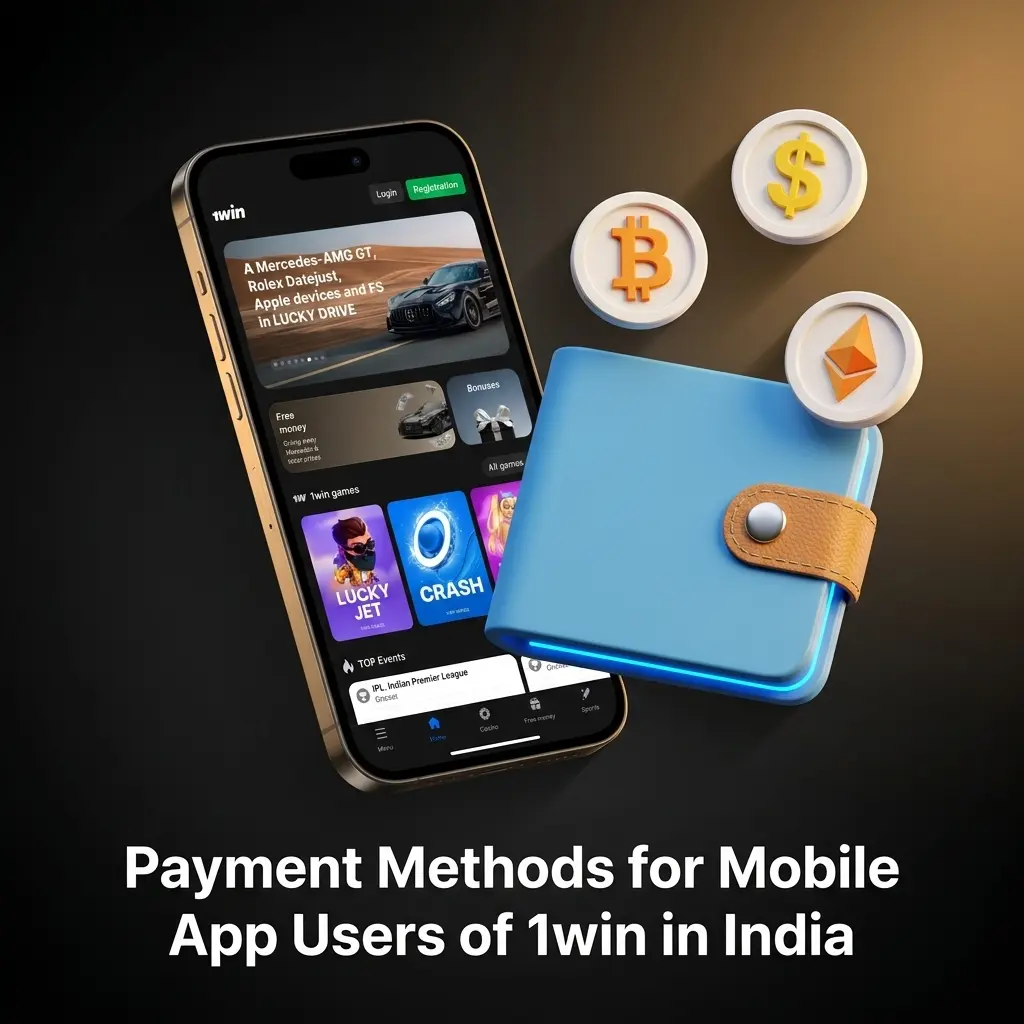 1win India mobile app payment methods including UPI, cards, crypto, and net banking with INR transactions