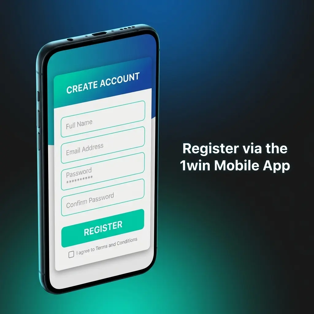 1win mobile app registration screen showing sign-up options on Android and iOS devices for Indian users