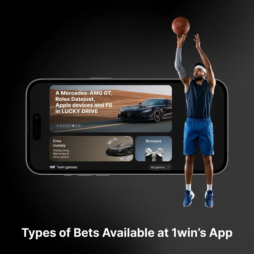 1win app bet types including single, accumulator, treble, system, and live in-play betting options